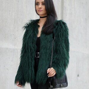 Zara Faux Fur green Size S